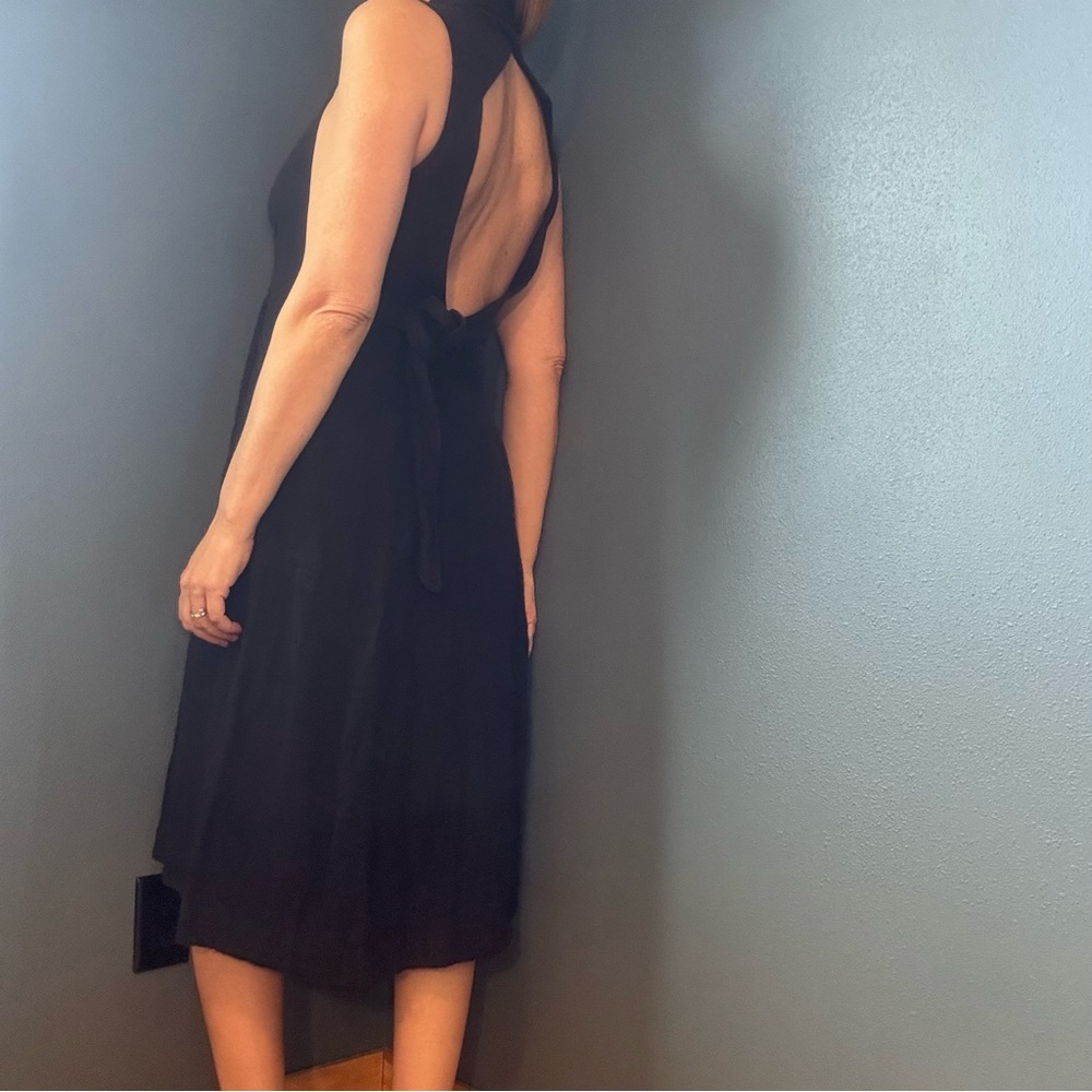 Free People Black Cotton Button Front Halter Dress with Open Back Size Small - Picture 5 of 12